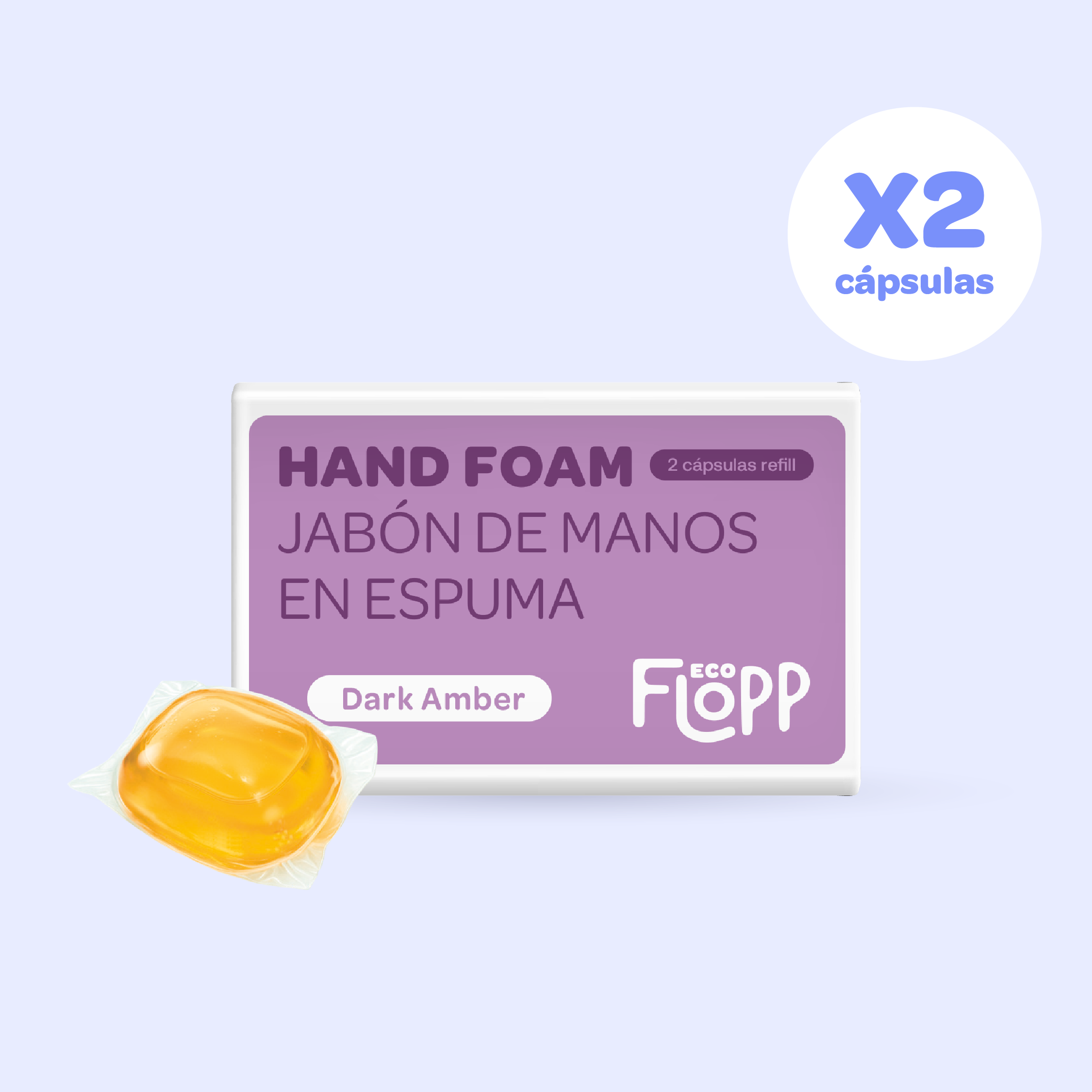 FLOPP ECO Kit Jabón de Manos Espuma 2 Botellas + Refil con 2 Capsulas Dark Amber + Refil con 2 Cápsulas Lotus Flower & Bambú