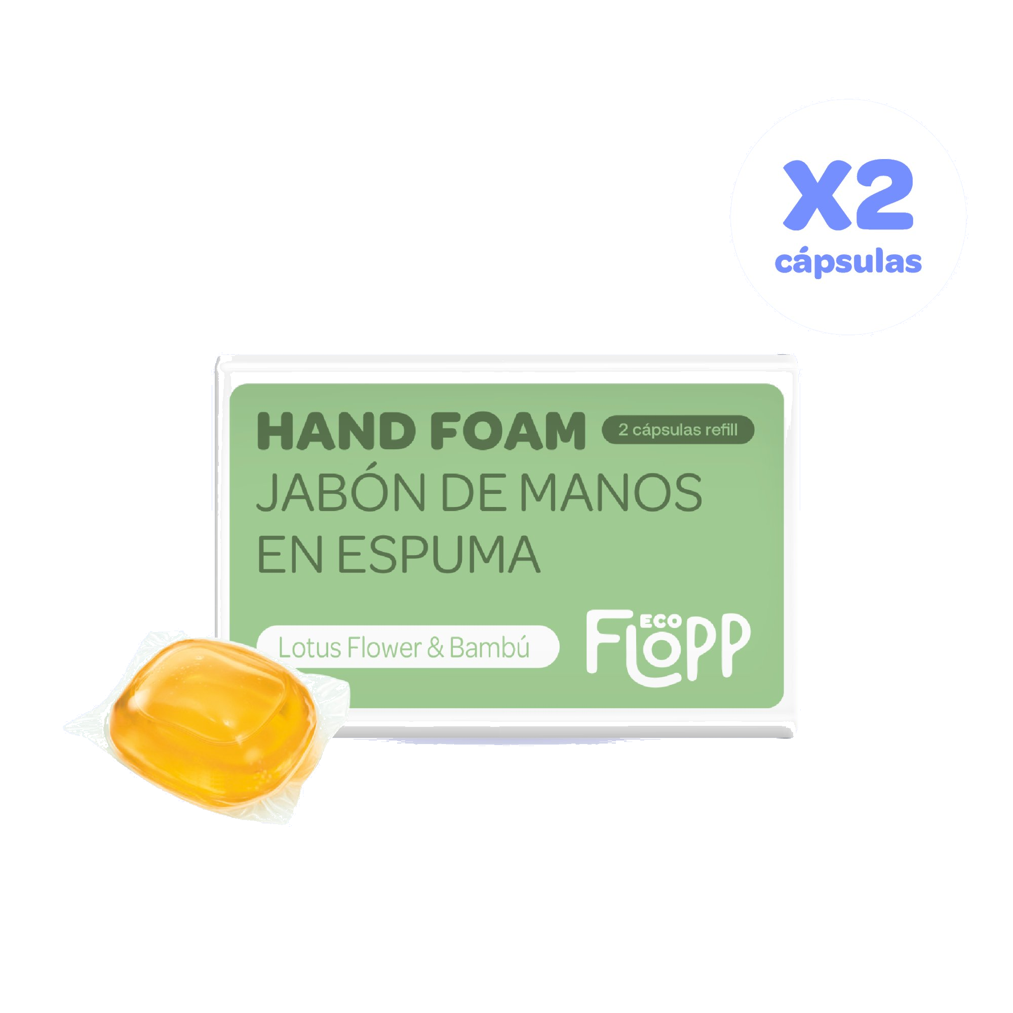 FLOPP ECO Refill con 2 Cápsulas Jabón de Manos Espuma - Lotus Flower & Bambú