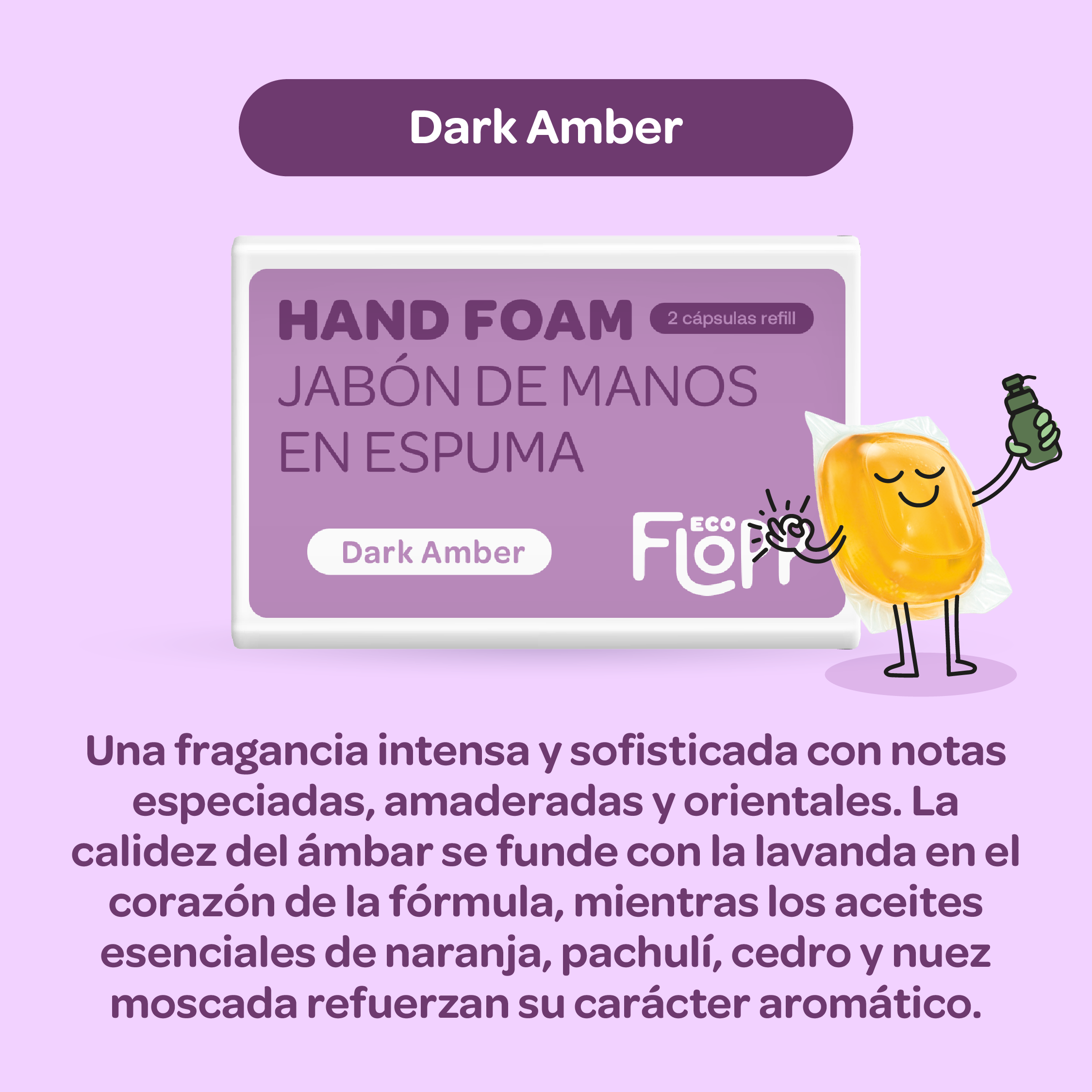 FLOPP ECO Kit Jabón de Manos Espuma 2 Botellas + Refil con 2 Capsulas Dark Amber + Refil con 2 Cápsulas Lotus Flower & Bambú